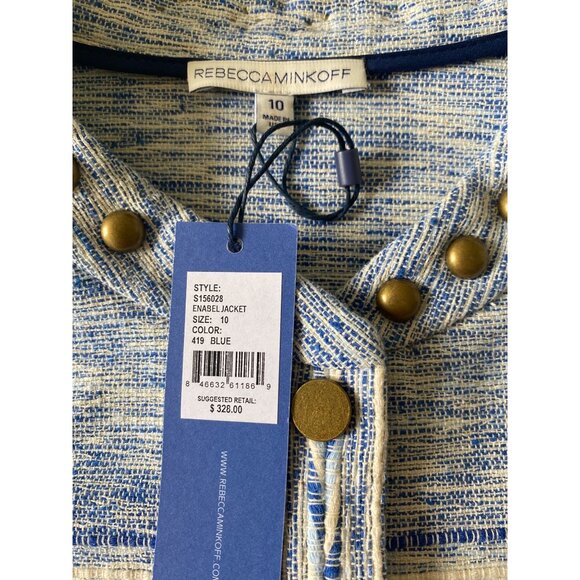 Rebecca Minkoff NWT $328 Blue Denim Studded Enabel Jacket, Women's Size 10 - Picture 9 of 13